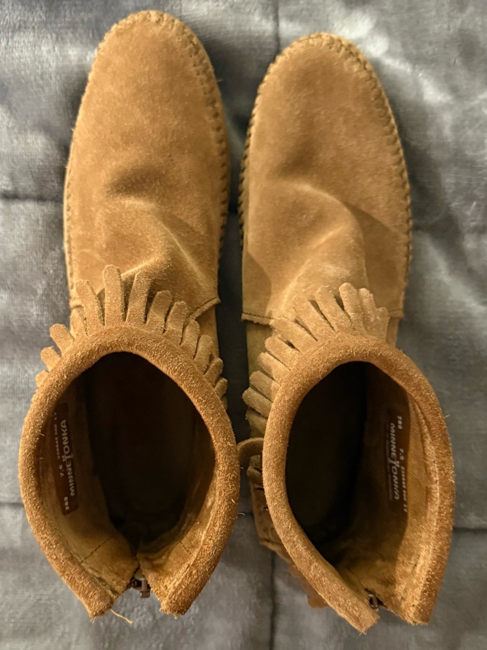 Minnetonka Women’s Suede Fringe Moccasin Boots - Brown